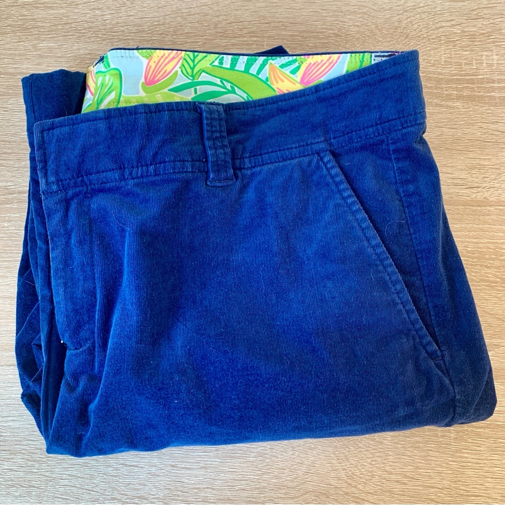 Vintage Lily Pulitzer Blue Corduroy Pants Straight Leg